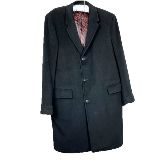 44 Summit Mens Pure Mongolian Cashmere Top Coat Overcoat Black - Picture 1 of 3